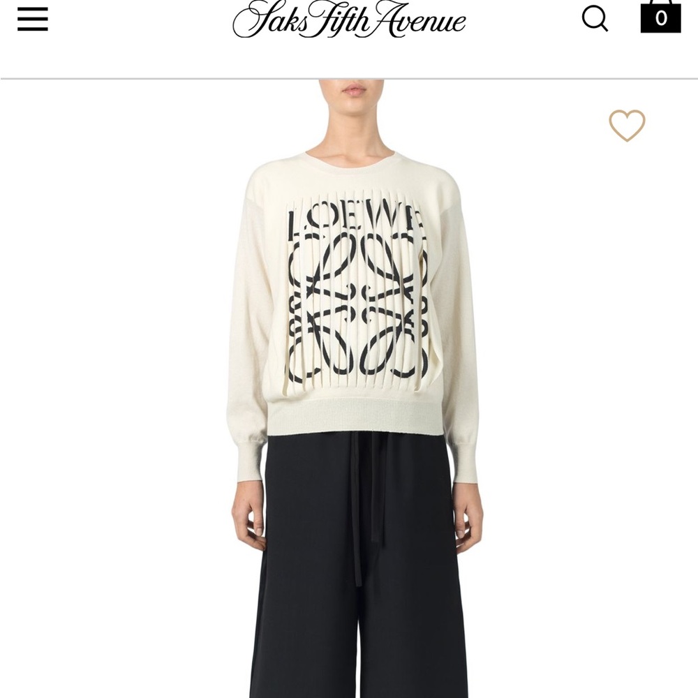 Loewe Shredded Logo Cashmere Sweater In Off-white